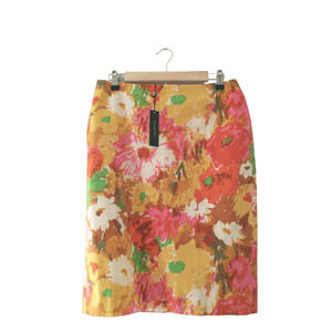 Talbots Women's Pencil Skirt Size 6 Watercolor Artsy Floral Office Career Unique